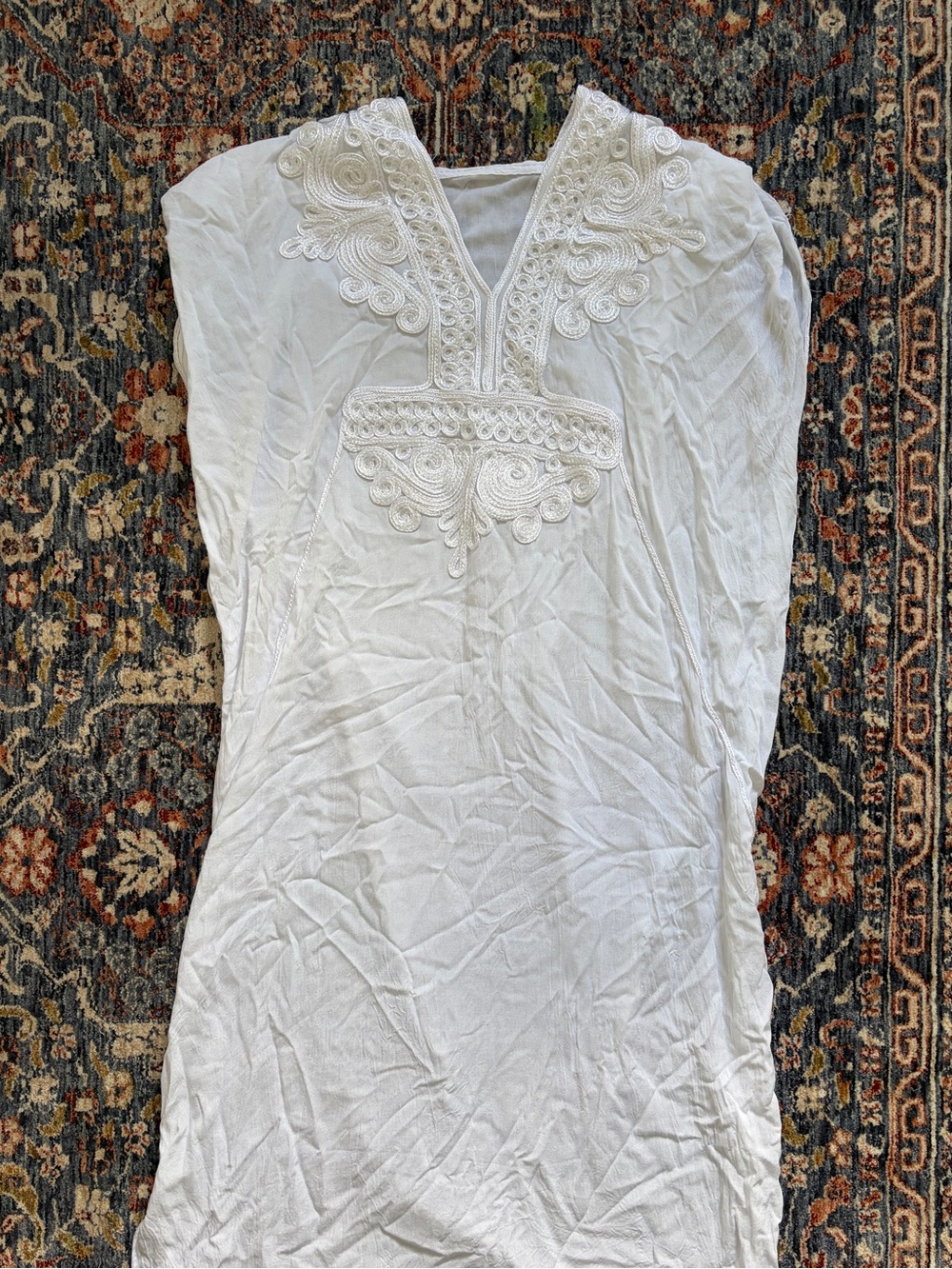 White Embroidered V-Neck Tunic